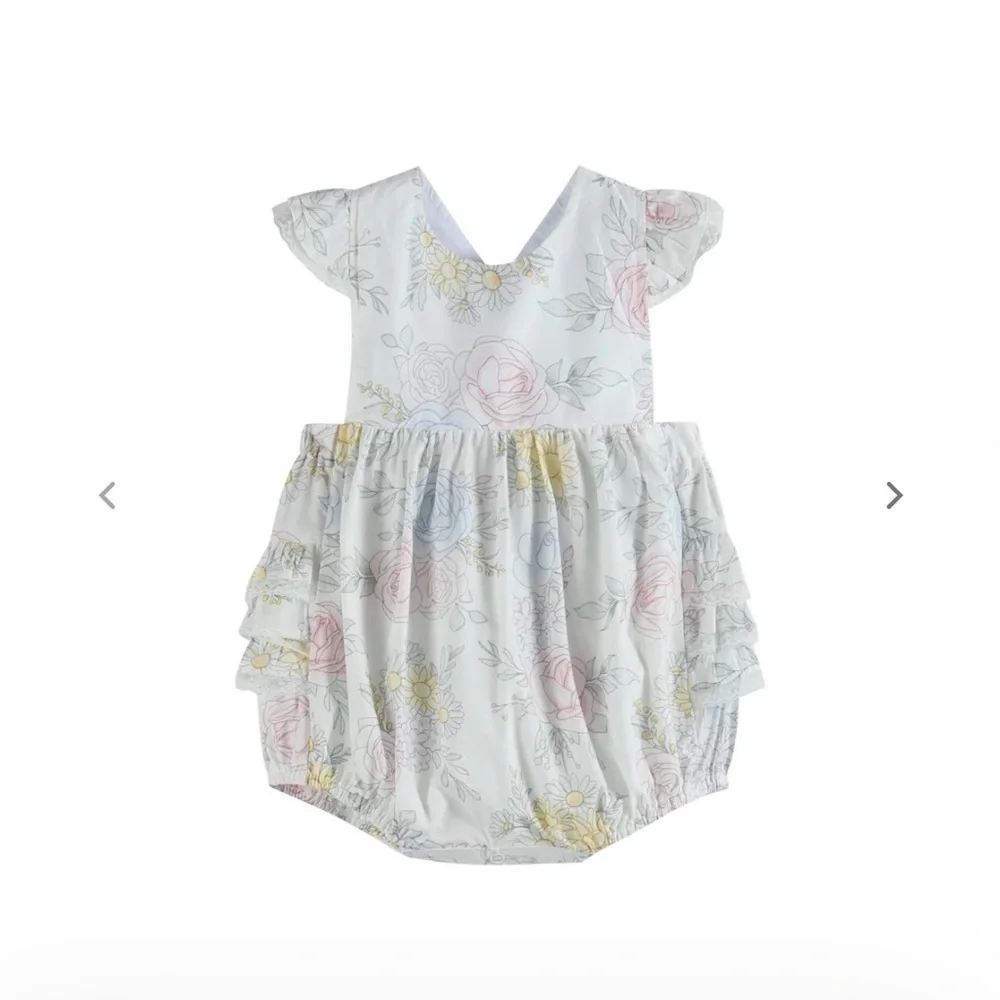 Tutu & Lulu turquoise floral bubble romper 6-12 m